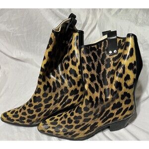 Smoky Brand Boot rubber leopard print garden rain outdoor farm work Point Toe
